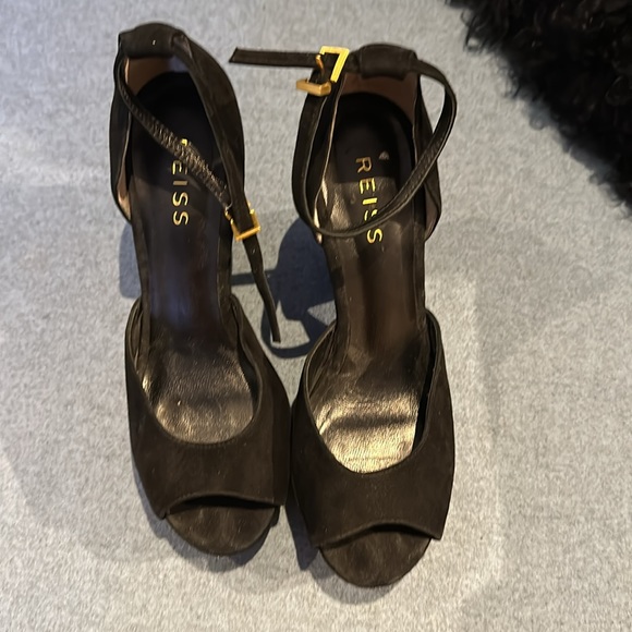 AUTHENTIC Reiss platform black suede sandals, size 38 (8) - Picture 3 of 6
